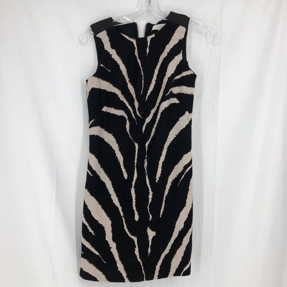 Ann Taylor Black and Tan Zebra Sheath Dress Size 00P
